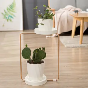 DREA Usine en Chine Vente promotionnelle Bon marché Vente en gros Décoratif Intérieur Style Nordique Supports pour plantes à 2 couches - Product Image 3