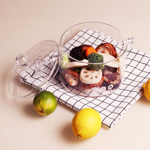Lớn Glass salad Bowl trộn andserving món ăn rõ ràng Glass nấu ăn nồi với nắp - Product Image 4