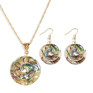 Einfache Qualität Schmuck Set Designs 2023 vergoldet Hawaii Abalone Muschel Halskette Ohrringe Damen Schmuck Sets