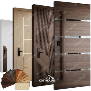 Portes intérieures et extérieures en bois massif modernes, portes à double battant personnalisées, serrure de sécurité intelligente, isolation thermique, hôpital, villa, hall, hôtel - Product Image 2