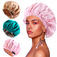 Bonnet de créateur en satin double couche, coloré, réglable, à volants, avec cordon de serrage, personnalisable, réversible et avec bouton