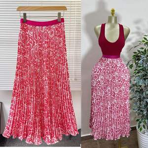 <span class=keywords><strong>Jupe</strong></span> plissée mi-longue vintage pour femme, taille haute, coupe trapèze, avec grand ourlet imprimé et tombé ample - Product Image 2