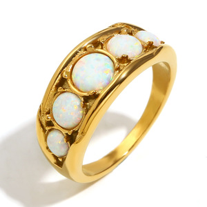 S925 Sterling Silver Vintage <b>Opal</b> Row Inlaid <b>Ring</b> Niche Luxury High Sense Ladies Stackable Daily Commute Banquet Finger <b>Ring</b> - Product Image 1