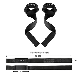 Sangles de levage en cuir avec logo personnalisé et ceintures de poignet de fitness, élastiques, durables, en mélange de polyester, coton et néoprène pour la musculation - Product Image 4