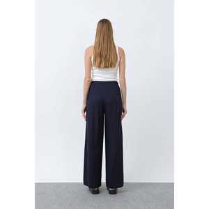 Pantalones Anchos de Lino para Mujer, Cintura Alta, Elásticos, Transpirables, Color Caqui EcrU - Product Image 6