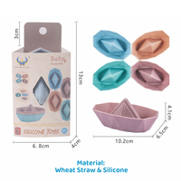 Juguete de Agua para Bebés de Paja de Trigo, PVC y Silicona, Suave, sin Agujeros, Flotante, con Forma de Vehículo, Animal, Barco, Cupcake, Pelota Sensorial, Juguete Educativo