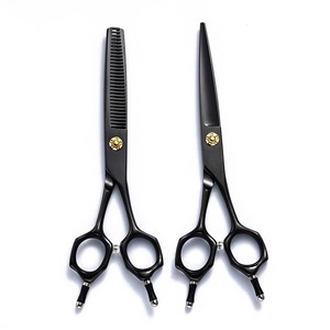 Hairdressing Scissors 6 Inch Black <b>Thinning</b> Shears Stainless Steel Blade Long Handle Professional Hair Cutting Tools - Product Image 1
