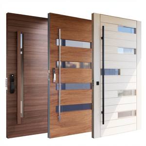 Porte d'entrée pivotante en bois de style américain moderne BASEN, porte extérieure en bois pour maison avec verre - Product Image 1