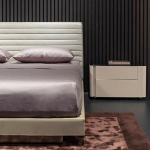 Lit rembourré Roger, taille double, tissu en coton et lin italien, design minimaliste flottant, mobilier de chambre principale - Product Image 2