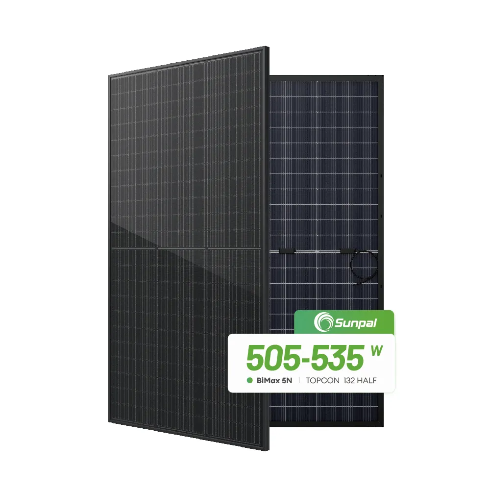 Sunpal Topcon Panneaux solaires de type N 500W 510W 520W 525W 535W Panneaux solaires monocristallins tout noirs pour la maison