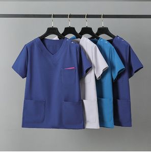 Großhandel Stretch V-Ausschnitt Krankenhaus Peeling Uniform Medical Nurse Scrub Top und Bottom <span class=keywords><strong>Beauity</strong></span> Spa Hausmädchen Pflege uniform - Product Image 6