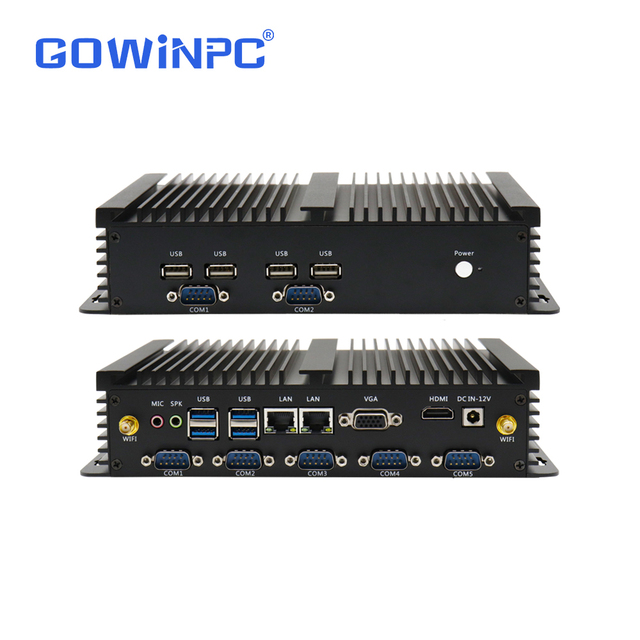 Gowin Aluminum Alloy Fanless Quad Industrial PC 24/7 Running Reliable Embedded Controller SSD+HDD 6200U 7200U 7100U 8250U 8650U