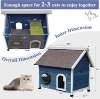 Maison pour chat extérieure résistante aux intempéries avec porte d'évacuation et fenêtre transparente pour abri de nid de chat durable pour chats sauvages