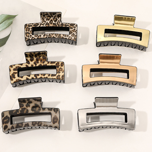 Coréen Rétro Rectangle <span class=keywords><strong>Cheveux</strong></span> Griffe Simple Élégant Léopard Requin <span class=keywords><strong>Pince</strong></span> À <span class=keywords><strong>Cheveux</strong></span> Grande Résine <span class=keywords><strong>Pince</strong></span> À <span class=keywords><strong>Cheveux</strong></span> Femmes Filles Accessoires - Product Image 1
