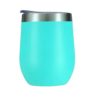 12oz Doppia Parete Coibentata In Acciaio Inox Stemless Bicchiere di Vino Occhiali Tumbler Set con Coperchio