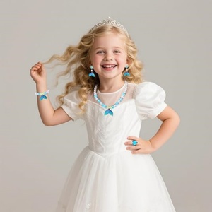 Ensemble de bijoux princesse pour petites filles, ensemble de bijoux queue de sirène 5 pièces, cadeau parfait pour les fêtes d'anniversaire et les jeux de déguisement - Product Image 5