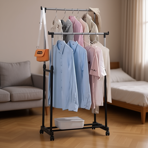 Appendiabiti a doppio livello in metallo On Teck Sa De Cv, portatile, salvaspazio, design minimalista - Product Image 2