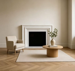 Chimenea Decorativa Portátil Ajustable de Mármol Bianco Carrara Contemporánea para Hotel, Apartamento, Oficina, Edificio, Sala de Estar - Product Image 1