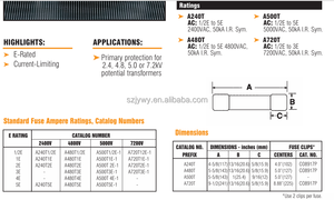 Fusible A480T0.5E 4.8KV PT de Media Tensión, Fusible de Transformador de Potencial Eléctrico de Cobre con Baja Capacidad de Ruptura A480T1/2E - Product Image 5