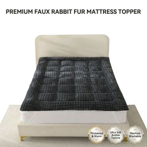 <span class=keywords><strong>Surmatelas</strong></span> matelassé 10 cm en flanelle polaire et fausse fourrure de lapin de qualité supérieure, texture bulles 3D, doux, chaud et épais, taille US - Product Image 1
