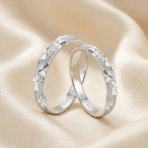 999 Pure Silver Geometric Starburst Textured Band <strong>Rings</strong>-Sparkling Sandblasted Anniversary Party <strong>Couple</strong> <strong>Matching</strong> <strong>Rings</strong> for Women - Product Image 4