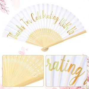 White Paper Fans Handheld 8.3 Inch Foldable Hand Fan Handheld for Women Paper Fan for Wedding Guests Party Decorations - Product Image 3