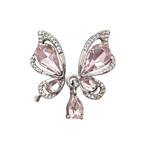 2024 New Butterfly Wings Nail <b>Drill</b> Jewelry Three-dimensional Alloy <b>Pink</b> Butterfly Pendant Large Diamond Left Right Nails - Product Image 6
