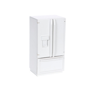 บ้านตุ๊กตาขนาดเล็ก1:12ย้อนยุคเฟอร์นิเจอร์ประตูคู่สีขาวสีเทาตู้เย็น DIY ของเล่นโมเดลทำจากไม้ - Product Image 6