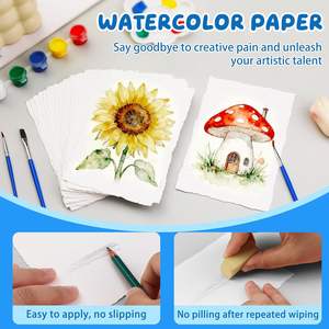 Papel de Acuarela Ecológico Hecho a Mano, Personalizable, 300 GSM, con Borde Decorativo, Papel Texturizado de Algodón, Invitaciones, Pastel al Óleo - Product Image 3