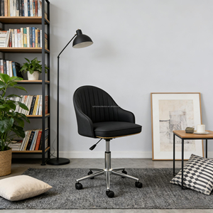 <span class=keywords><strong>Silla</strong></span> de Oficina Nórdica con Asiento Tapizado en Cuero PU, Giratoria con <span class=keywords><strong>Ruedas</strong></span>, Sillas de Bar para el Hogar y el Espacio de Trabajo - Product Image 1
