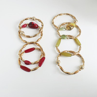 Bracelet Multicouche Vintage pour Femme, Perles en Résine Acrylique, Doré, Style Bohème, Bijoux Tendance, Vente en Gros