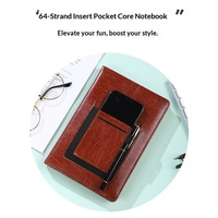 Carnet de notes professionnel A5 en cuir PU avec porte-cartes, boîte cadeau, reliure cousue, 100 feuilles, couleur personnalisée