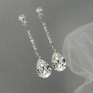 Orecchini a goccia a forma di pera per donna, gioielli eleganti e scintillanti per le orecchie - Product Image 3