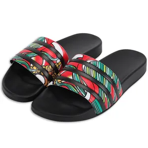 Free customization men's slippers low moq rubber embossed custom slides fashion design logo pu slides sandals