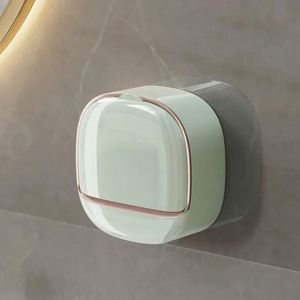 Exquisite 1PCS Wall-Mounted Luxury Rack Non-Perforated Drain Door Light Bathroom Soap <b>Box</b> for Bathroom Laundry Storage - Product Image 4