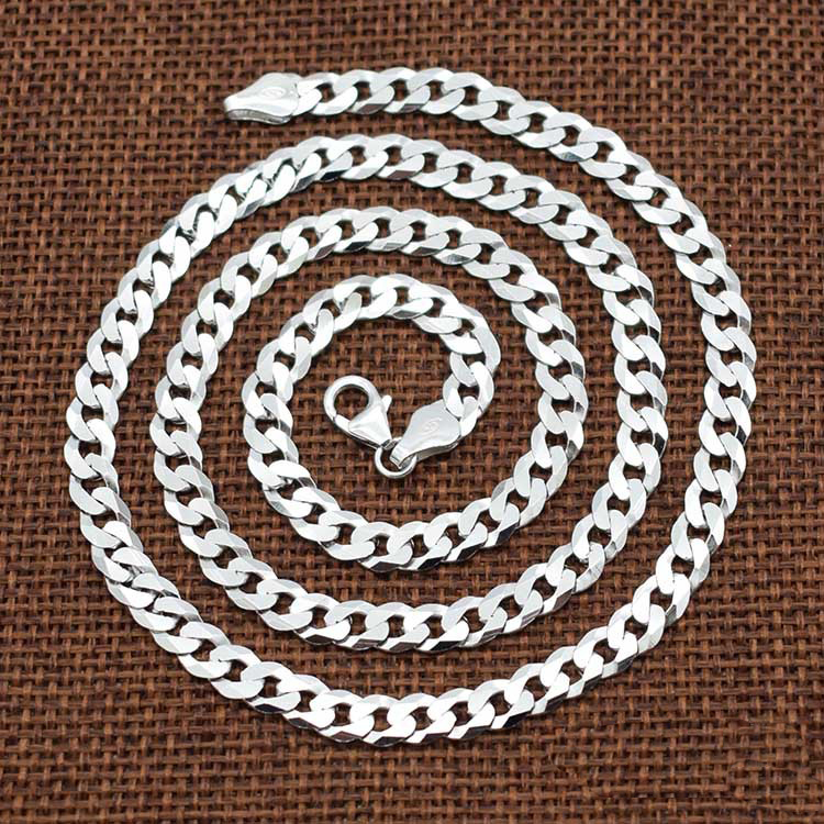 925 sterling silver curb necklace 5mm