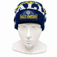 Bonnet tricoté tendance pour moto avec lettres contrastées en jacquard et patch rallye – Chapeau d'hiver polyvalent pour regarder les rallyes