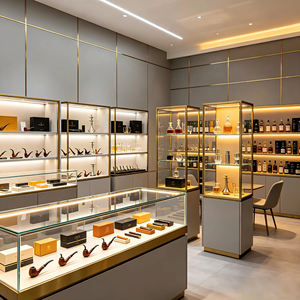 Solutions <span class=keywords><strong>de</strong></span> présentation pour magasins <span class=keywords><strong>de</strong></span> tabac : Vitrine <span class=keywords><strong>de</strong></span> haute qualité en acier inoxydable et verre pour chichas et narguilés avec éclairage LED - Product Image 2