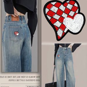 New Hot Iron on Embroidered Checkered Heart <b>Black</b> Pinh Patch for Hat Hoodies Decoration - Product Image 3