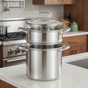Casserole à <span class=keywords><strong>couscous</strong></span> en acier inoxydable, marmite de cuisson à 2 niveaux avec cuiseur vapeur - Product Image 5