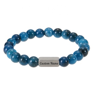 Bracciale con perline in pietra naturale <span class=keywords><strong>amazzonite</strong></span> per incisione gratuita che le donne trovano <span class=keywords><strong>gioielli</strong></span> con targhetta personalizzata - Product Image 1