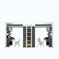 Lit superposé moderne en fer avec bureau et armoire - Lit de dortoir pour l'école, l'hôtel, l'hôpital, l'appartement et la chambre à coucher