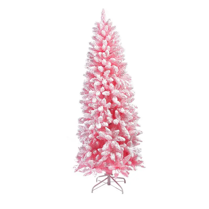 Hete Verkoop Roze Pvc Kerstbomen Vakantie Decoratie Slanke Gevlokte Kerstbomen