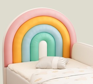 Letto in legno moderno impiombato per bambini arcobaleno con Guardrail letto da principessa per ragazze con ampio letto imbottito morbido per camera da letto - Product Image 3
