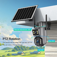 Caméra solaire WiFi Ubox 6MP à double objectif avec suivi automatique, double éclairage, alarme sirène, sécurité extérieure, panneau solaire PTZ, caméra réseau solaire