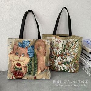 Bolsa de Mano con Forro de Lona, Diseño Moderno y Portátil, Estampado Europeo Americano, Bolsa de Mano de Lona para Mamá, Gran Capacidad - Product Image 5