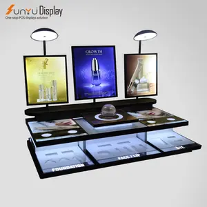 Design de moda com luz LED compõem display stand skincare display stand