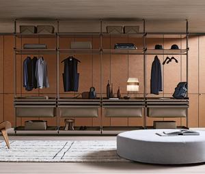 Minimalista passeggiata nell'armadio organizzatore di stoccaggio costruito in camera da letto armadio moderno a forma di L armadio in legno massiccio per appendere i vestiti - Product Image 6