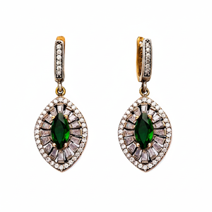 Authentique Amande Émeraude En Forme de Boucle D'oreille En Pierre Argent Boucle D'oreille En Turc En Gros Bijoux En Argent Sterling - Product Image 2