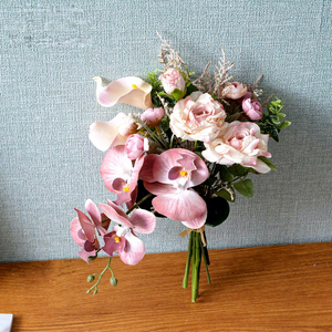Xia <span class=keywords><strong>Mu</strong></span> <span class=keywords><strong>Qing</strong></span> Chuan, fleur artificielle en plastique rose, écriture manuscrite, décoration murale, bouquet de mariage pour la maison et l'extérieur - Product Image 5
